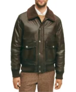 Men's Brown Fur Collar Bomber Jacket