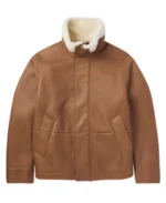 Men's Brown Lambskin Fur Leather Jacket Front - Trendy Leather Jackets