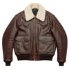 Men's Brown Shearling Bomber Jacket - Trendy Leather Jackets