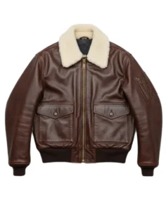 Men's Brown Shearling Bomber Jacket - Trendy Leather Jackets