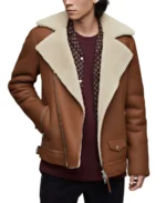 Men's Brown Sheepskin Shearling Leather Jacket - Trendy Leather Jackets