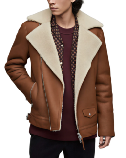 Men's Brown Sheepskin Shearling Leather Jacket - Trendy Leather Jackets