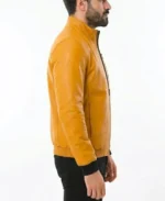 Men's Como Yellow Leather Jacket Side - Trendy Leather Jackets
