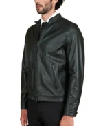Men's Dark Green Natural Leather Jacket Side - Trendy Leather Jackets