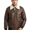 Men's Distressed Brown Aviator Leather Jacket - Trendy Leather Jackets