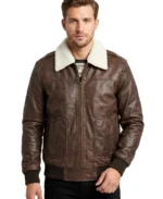 Men's Distressed Brown Aviator Leather Jacket - Trendy Leather Jackets