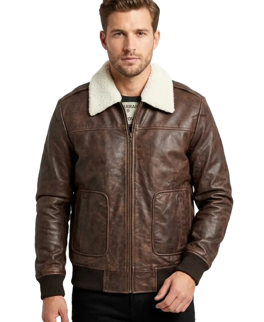 Men'S Distressed Brown Aviator Leather Jacket Men'S Distressed Brown Aviator Leather Jacket - Trendy Leather Jackets