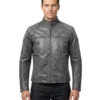 Men’s Distressed Grey Biker Leather Jacket - Trendy Leather Jackets