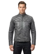 Men’s Distressed Grey Biker Leather Jacket - Trendy Leather Jackets