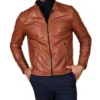 Men's Effect Korean Brown Leather Jacket - Trendy Leather Jackets