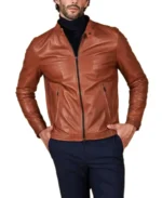Men's Effect Korean Brown Leather Jacket - Trendy Leather Jackets