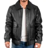 Men's Fashion Black Bomber Leather Jacket - Trendy Leather Jackets