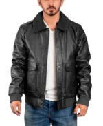Men's Fashion Black Bomber Leather Jacket - Trendy Leather Jackets