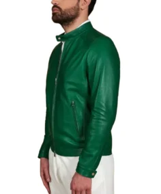 Men’s Green Natural Leather Jacket Side - Trendy Leather Jackets