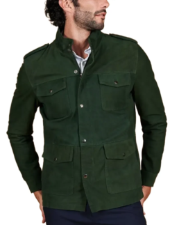 Men's Green Saharan Suede Leather Jacket - Trendy Leather Jackets