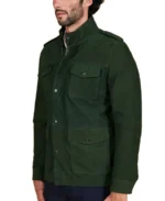 Men's Green Saharan Suede Leather Jacket Closeup - Trendy Leather Jackets