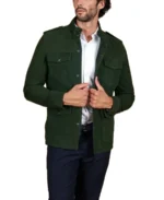 Men's Green Saharan Suede Leather Jacket Front - Trendy Leather Jackets
