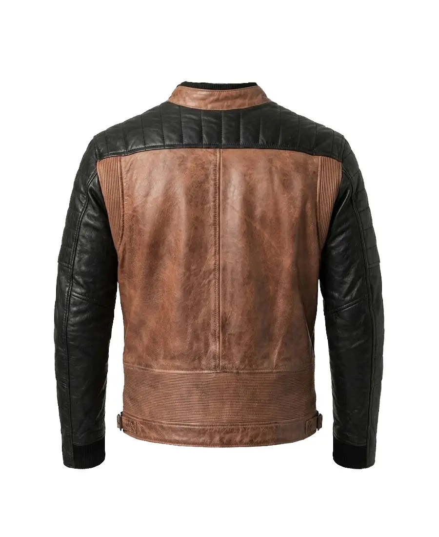 Men'S Helston Motorcycle Leather Jacket Back - Trendy Leather Jackets