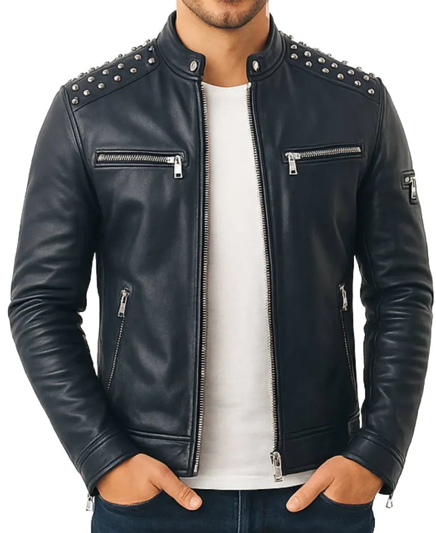 Men'S Hunter Studs Leather Jacket Men'S Hunter Studs Leather Jacket - Trendy Leather Jackets