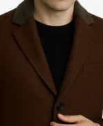 Men's Javier Brown Single Breasted Wool Coat Collar - Trendy Leather Jackets