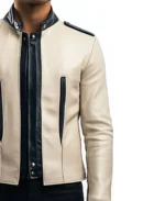 Men's Jesse White Leather Jacket Side - Trendy Leather Jackets