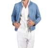 Men's Light Blue Denim Suede Leather Jacket - Trendy Leather Jackets