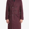 Men's Luke Burgundy Double Breasted Wool Coat