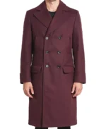 Men's Luke Burgundy Double Breasted Wool Coat - Trendy Leather Jackets