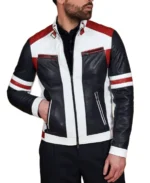 Men's Multicolor Motorcycle Leather Jacket - Trendy Leather Jackets