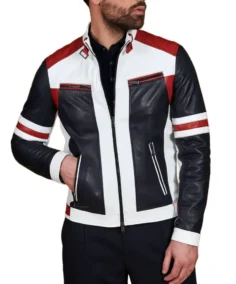 Men's Multicolor Motorcycle Leather Jacket - Trendy Leather Jackets