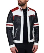 Men's Multicolor Motorcycle Leather Jacket Front - Trendy Leather Jackets