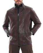 Men's Nero Coffee Brown Leather Jacket Front - Trendy Leather Jackets