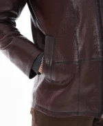 Men's Nero Coffee Brown Leather Jacket Closeup - Trendy Leather Jackets