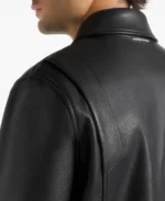 Men's Pleats Detail Dual Zip Leather Jacket Closeup - Trendy Leather Jackets