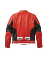 Men's Red And Black Padded Motorcycle Jacket Back - Trendy Leather Jackets