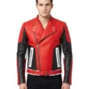 Men's Red And Black Padded Motorcycle Jacket - Trendy Leather Jackets