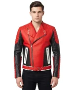 Men's Red And Black Padded Motorcycle Jacket - Trendy Leather Jackets