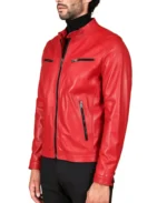 Men's Red Nappa Leather Jacket Side - Trendy Leather Jackets