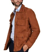 Men's Saharan Brown Suede Leather Jacket Side - Trendy Leather Jackets