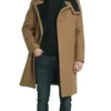 Men's Long Camel Brown Wool Coat - Trendy Leather Jackets