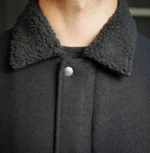 Men’s Signature Black Wool Blend Felt Jacket Collar - Trendy Leather Jackets