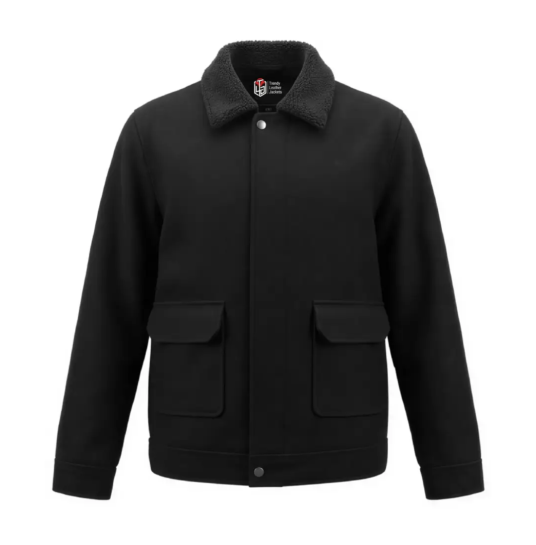 Men’s Signature Black Wool Blend Felt Jacket - Trendy Leather Jackets