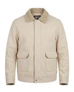 Men’s Signature Cream Wool Blend Felt Jacket - Trendy Leather Jackets