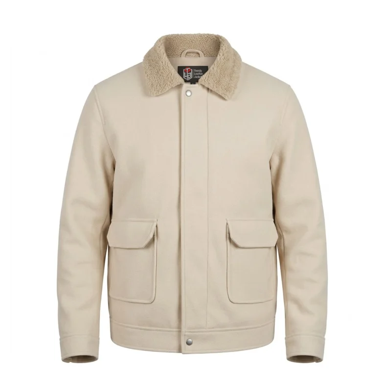 Men’s Signature Cream Wool Blend Felt Jacket - Trendy Leather Jackets