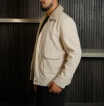 Men’s Signature Cream Wool Blend Felt Jacket Side - Trendy Leather Jackets