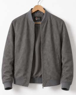 Men’s Signature Grey Faux Suede Jacket - Trendy Leather Jackets