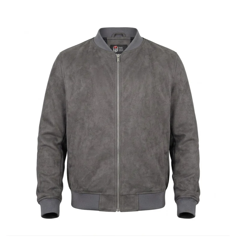 Men’s Signature Grey Faux Suede Jacket - Trendy Leather Jackets
