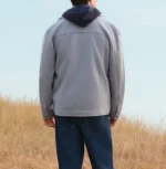 Men’s Signature Light Grey Wool Blend Felt Jacket Back - Trendy Leather Jackets