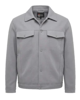 Men's Signature Light Grey Wool Blend Felt Jacket Front Side