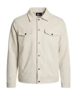 Men’s Signature Off White Faux Suede Jacket - Trendy Leather Jackets